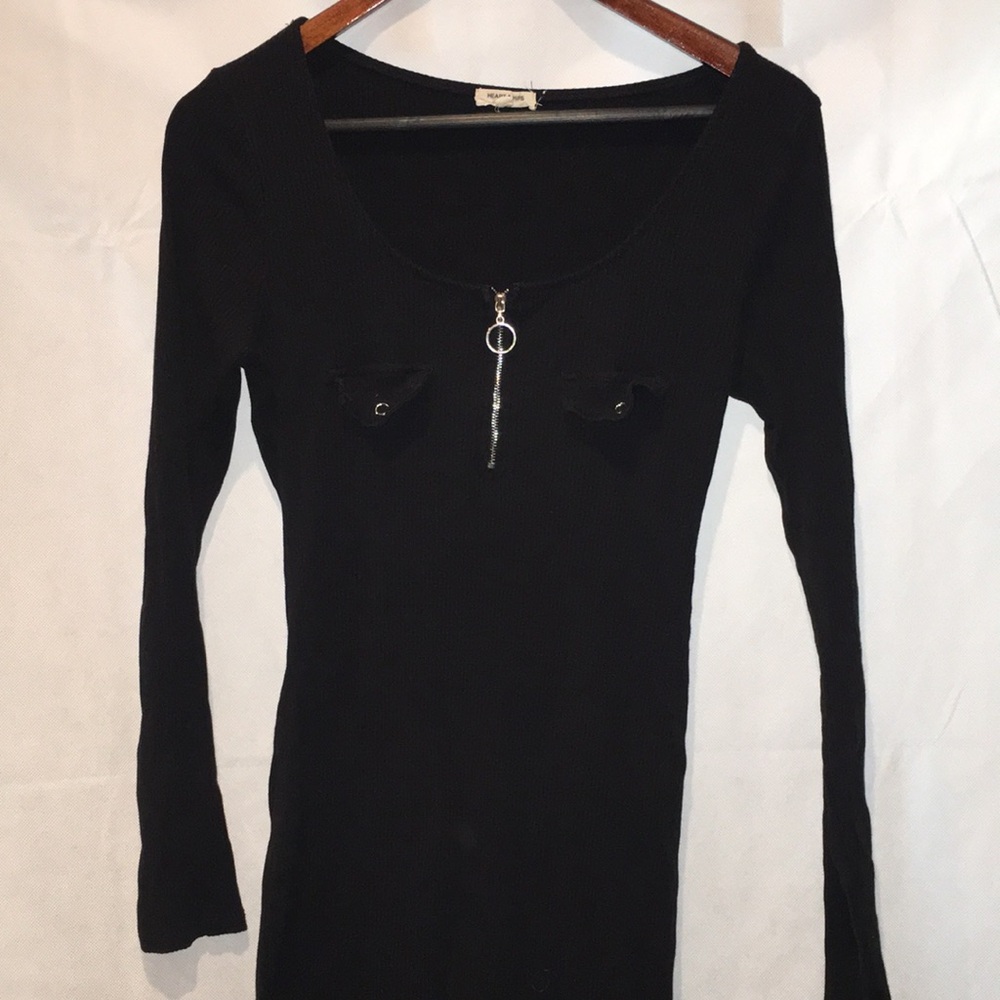 Heart And Hips Black Long Sleeve Knit Dress | Size L